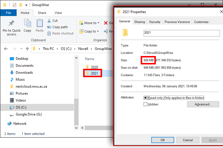 File Explorer, Archive, Properties