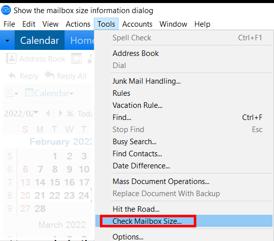 Check Mailbox Size