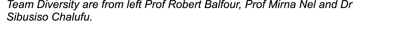 Team Diversity are from left Prof Robert Balfour, Prof Mirna Nel and Dr Sibusiso Chalufu 