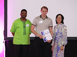 The NWU IP Creators Celebration recognised innovators from both SHAPE and STEM disciplines for their contributions to research, creativity and knowledge creation. Here are Prof Mphahlele, John and Dr Chantson.