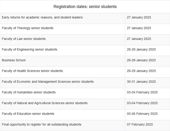 Registration portal navigation in student portal