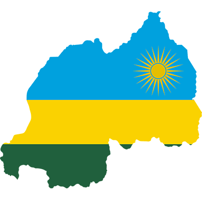 Rwanda flag on map