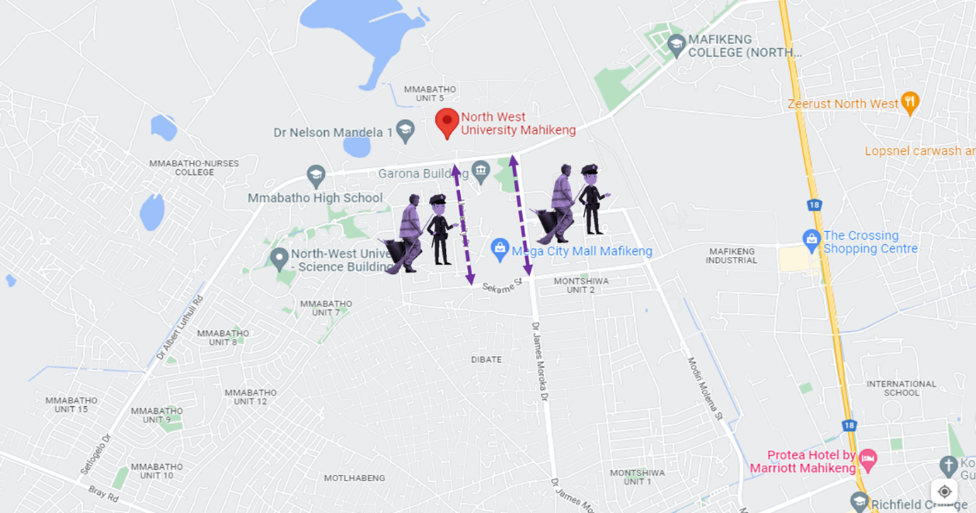 purple route Mahikeng Campus