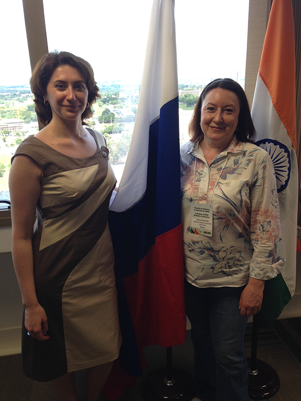 Shivleta Tagirova (Higher School of Economics - Moscow) and Elena Pisarchik (National Research Nuclear University - Moscow) at the BRICS ministerial meeting -Brasilia Brazil 2015